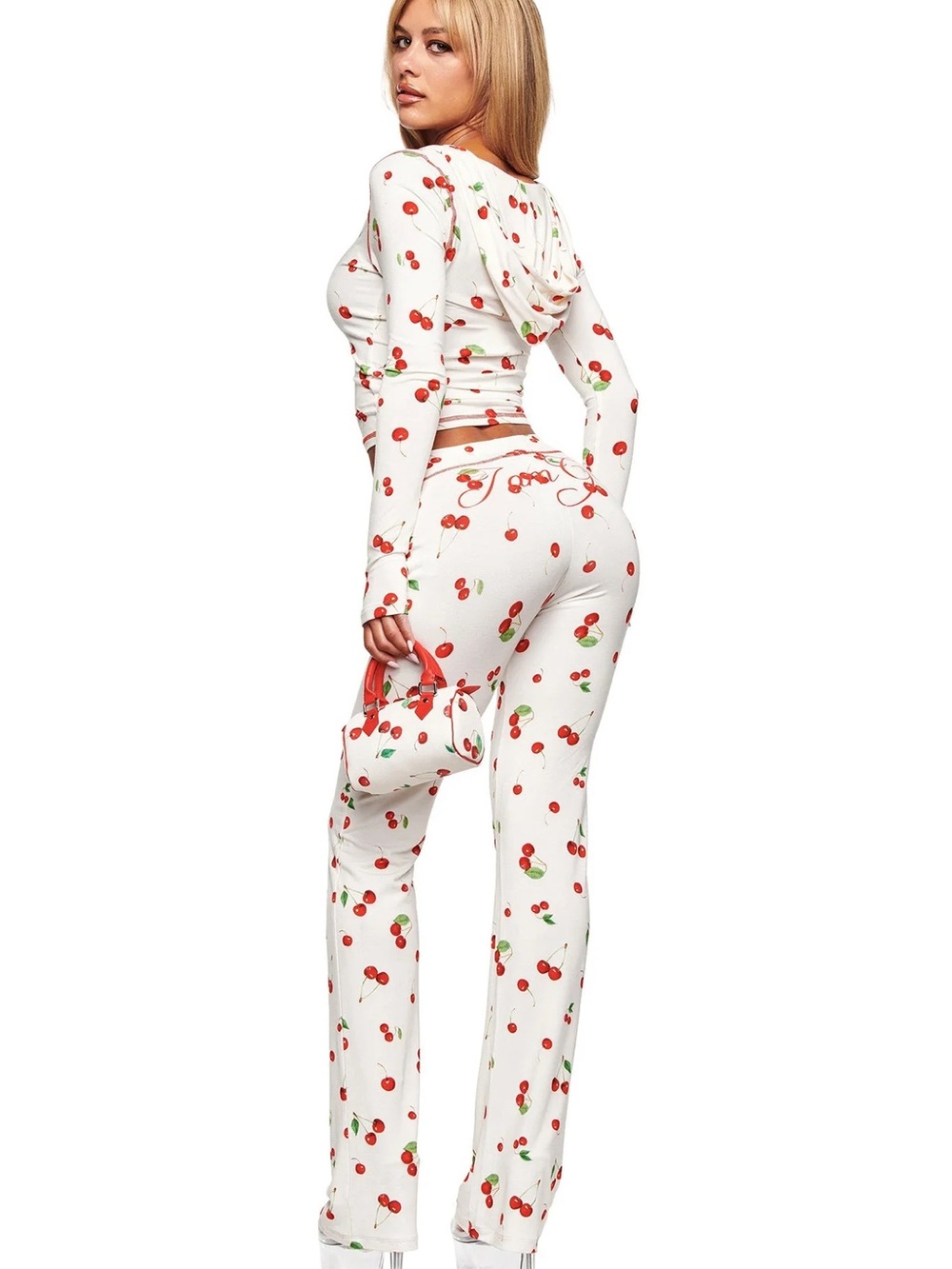 New I.AM.GIA White Cherry-Print Trackpant
